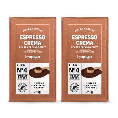 by Amazon Espresso Crema gemahlener Kaffee 500 g (2 x 250 g) - Mittlere Röstung Rainforest Alliance-Zertifizierung (Früher Marke...