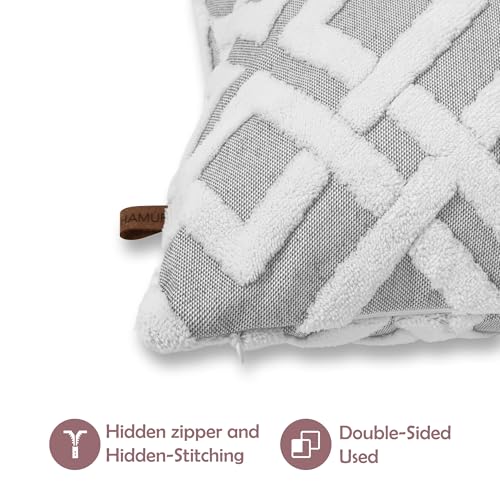 HAMUR Pack of 2 Boho beDecorative Throw Pillow Covers, 18x18 inches – Soft, Durable Cushion Covers for Sofa, Couch, Living Room, Bedroom – Bohemian Style Mila Design,Grey by HAMUR HOME - Image 3