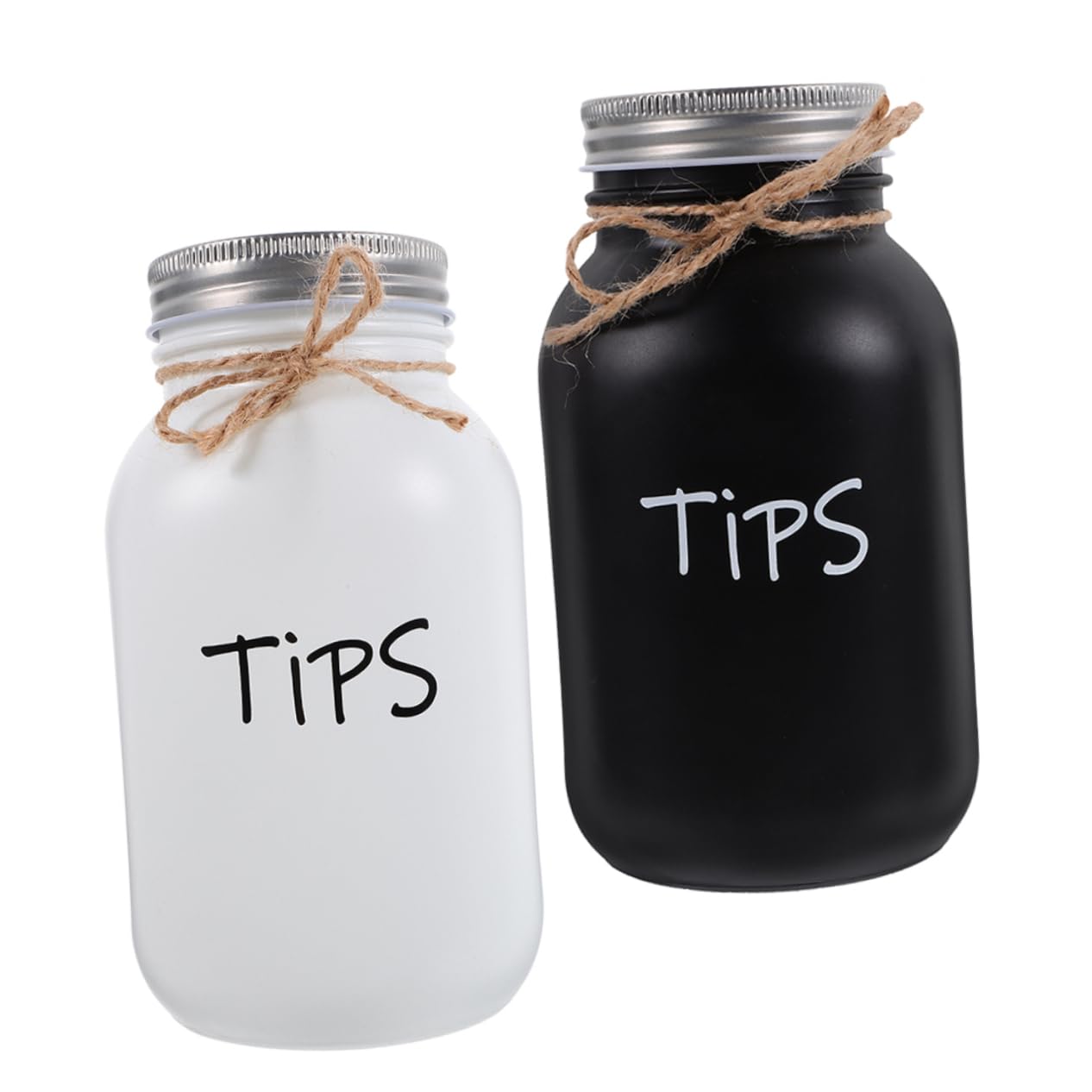 GARVALON Salvadanaio in Vetro 2 Pezzi Capacità 1000ml Vasetti per Mance Decorativi e Portamonete per Bar Ristorante Negozi Design Semplice e Creativo