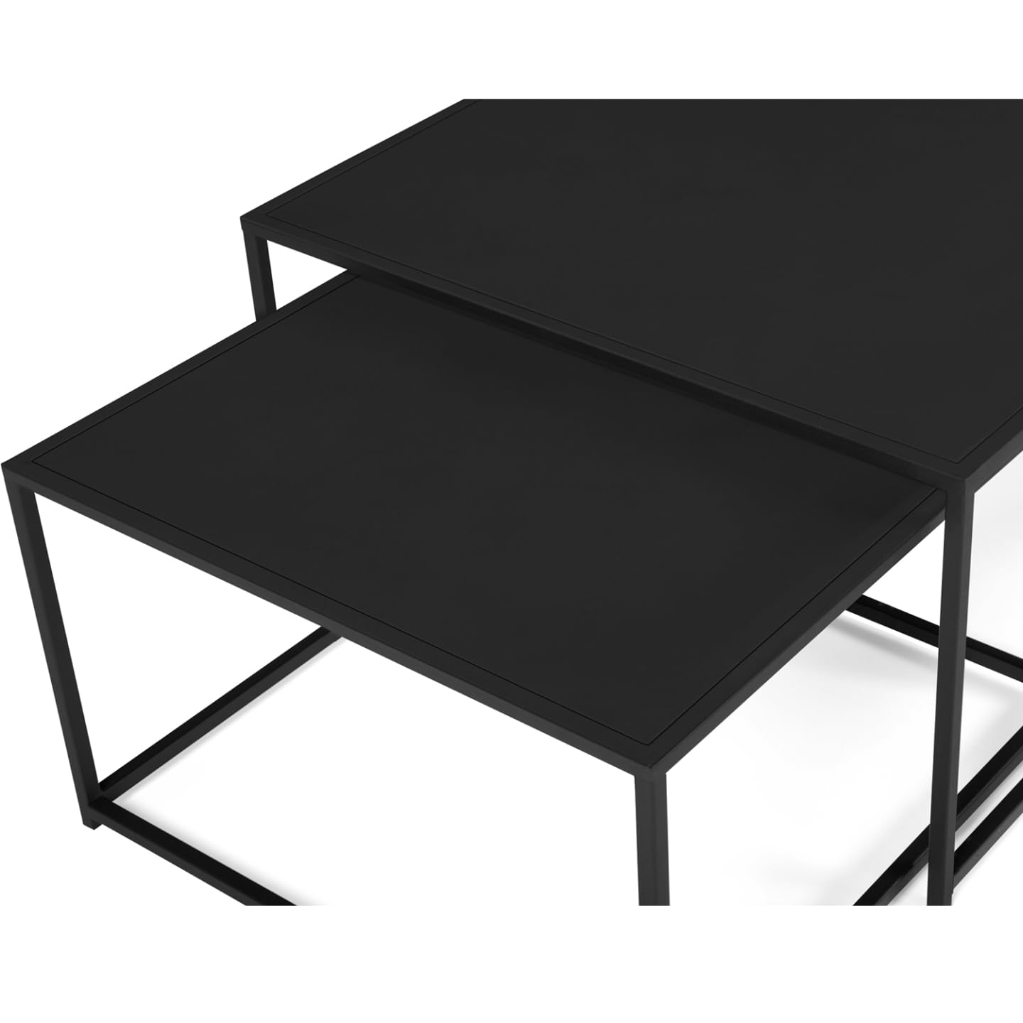 IDMarket - Set di 2 tavolini DAVIS 60/70 in metallo nero opaco, design industriale