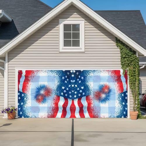 Patriotic 250 Garage Door Cover Banner 7 x 16 FT,Blue
