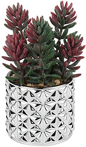 Briful Set of 3 Artificial Succulent Plants Fake Succulents in Galvanized Glass Pot, Decorative Artificial Plants Mini Succulent Plants for Bathroom Shelf Bedroom Decor