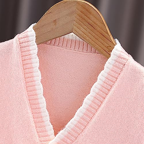 Toddler Baby Girls Floral Knit Sweater Vest Sleeveless Cardigan V Neck Button Down Shirt Flower Embroidered Tank Tops3