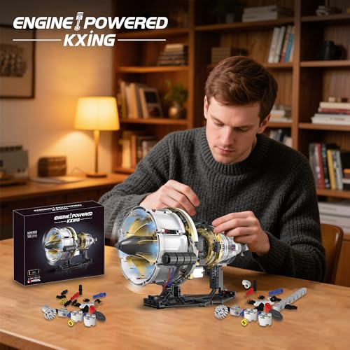 BrixVibe Aircraft Engine Building Set That Works, Mini Turbojet Model Kit Technic with APP Control Light & Motor, Collectible Mechanical Engineering for Boys 14+ Adults - Image 5