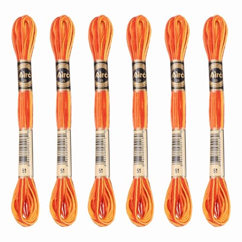 Image of PATIKIL 6 Skeins Embroidery Floss, Polyester Embroidery Threads Bracelets String for Cross-Stitch Hand Embroidery, Orange