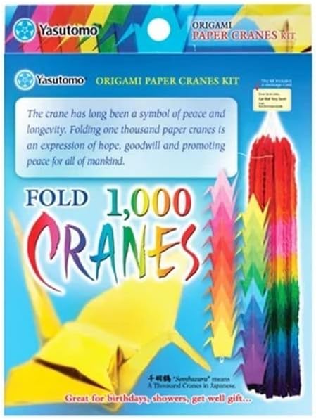 Yasutomo 1000 Origami Paper Crane Kit, 3 X 3 in, Assorted Color, Pack of 1020, Assorted.