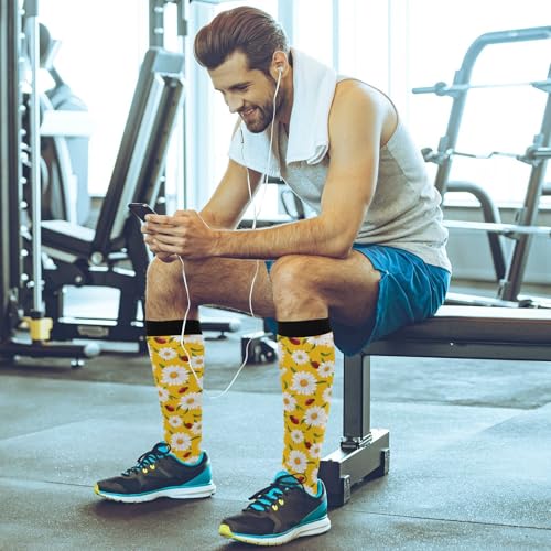 Image of Wusikd Heartbeat Symbol Compression Socks for Women and Men Circulation Black Long Socks for Athletic Running 1