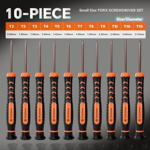 Torx Screwdriver Set with Case NEWFIX 10 Piece T2 T15 Small Security Bits T2 T3 T4 T5 T6 - image 5