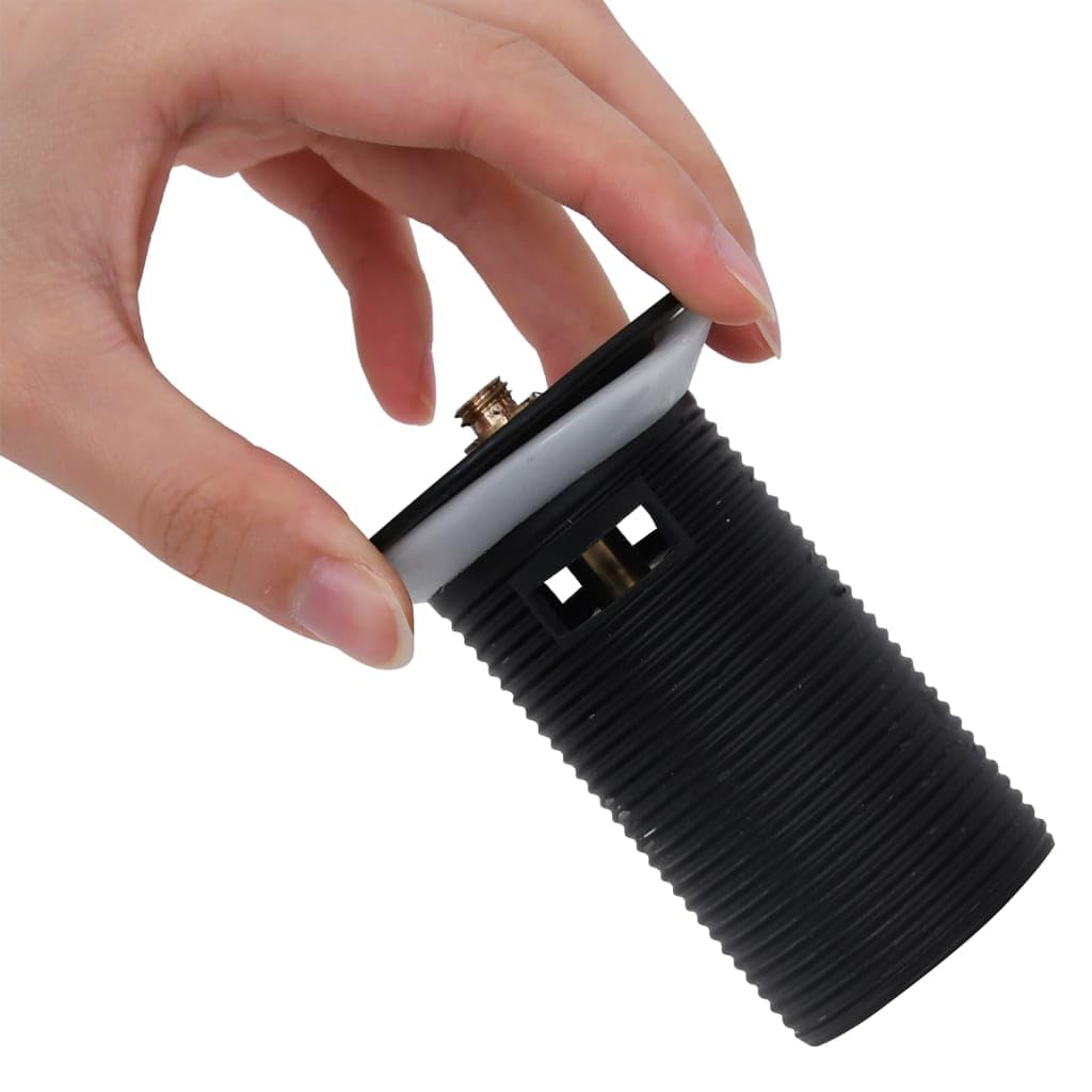 Desagüe con rebosadero negro de zinc y latón, 6,4 x 6,4 x 9,1 cm, válvula emergente para grifo de lavabo con rosca de 1,4 pulgadas, fácil manejo y limpieza para baño y cocina