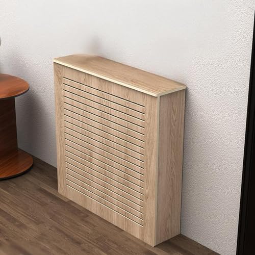 木製カラーのラジエーターカバー ラジエーターカバーキャビネット棚シェルフ 家庭用ルーバー型カバー 高密度ボード ルーター 収納 ルーターキャビネット リビングルーム 廊下 ホテル オフィスに最適(60x70x25cm/24x28x10in)