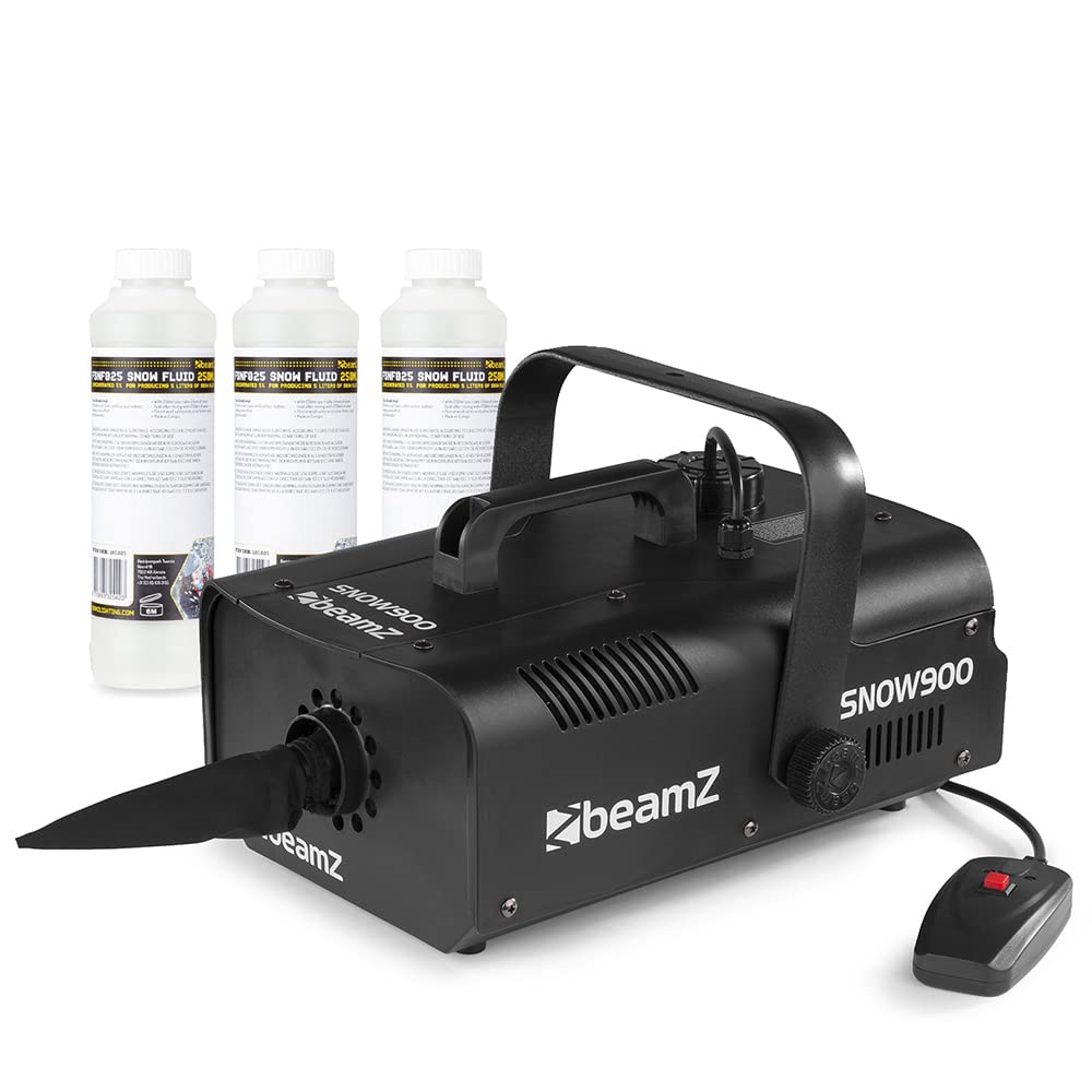 beamz Snow900 Professional Snow Machine with 15L Fluid, Powerful Fake Snow Blowing Effect for Events, Parties, Stage and Christmas Celebrations