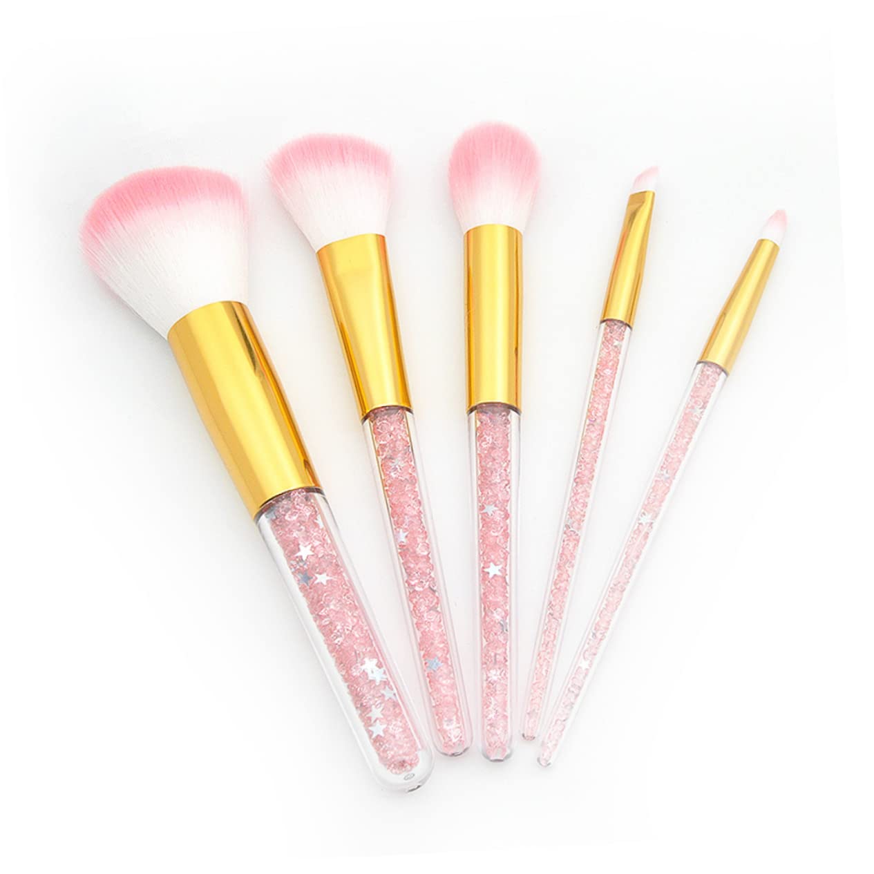 Healeved 15piezas Pinceles De Maquillaje Mango Transparente Brochas Para Base Líquida Polvo y Cejas Accesorios Cosméticos Para Mujeres