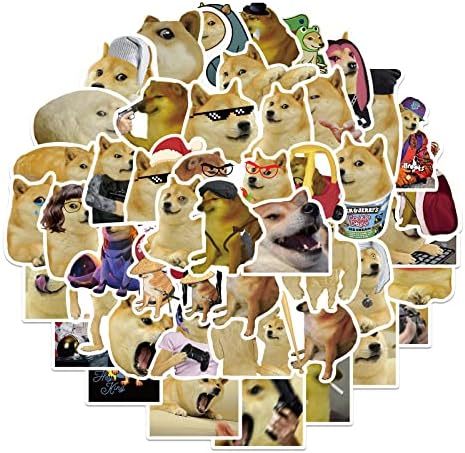 50PCS Doge Stickers,Gift for Children Teens Adults Kids,Waterproof Cute Doge Meme Stickers for Laptop Scrapbook Water Bottle,Stickers for Skateboard Journal Wall Car Bicycle