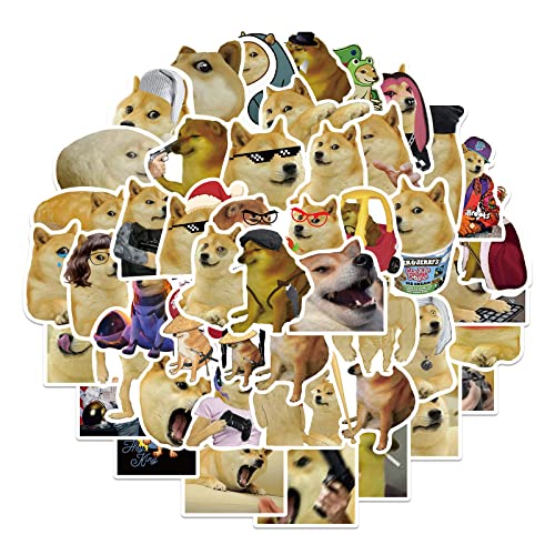 Doge Aufkleber für Laptop(50 PCS),Geschenk für Kinder Jugendliche Erwachsene Jungen,Dog Meme Stickers Wasserdicht Vinyl Aufkleber für Scrapbook,Skateboard,Auto,Gepäck