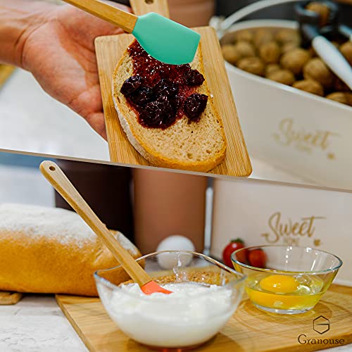 Granouse 5-Piece Mini Silicone Spatula Set, High Heat Resistant Silicone Spatulas With Bamboo Handle, Small Rubber Spatula, Non-Stick Cookware Kitchen Utensils For Baking, Cooking And Mixing, Bpa Free #TOP5