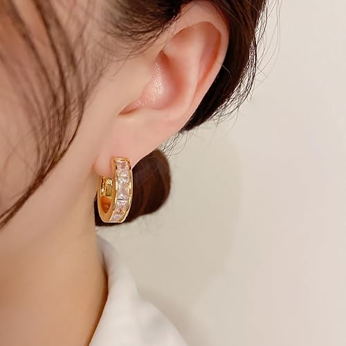 Miniatura 5 de 14K Gold Plated Pearl Drop Dangle Earrings Huggie Small Hoop Hypoallergenic Earrings for Women