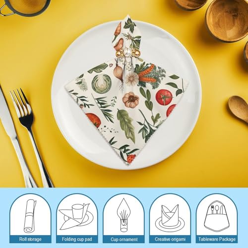 Servilletas de tela reutilizables con diseño vegetal y floral, set x4 miniatura 7