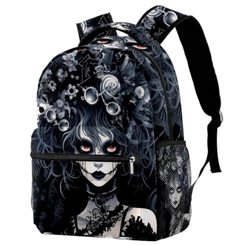 Sac à dos de voyage multicolore avec porte-bouteille, cartable d'école mixte taille unique