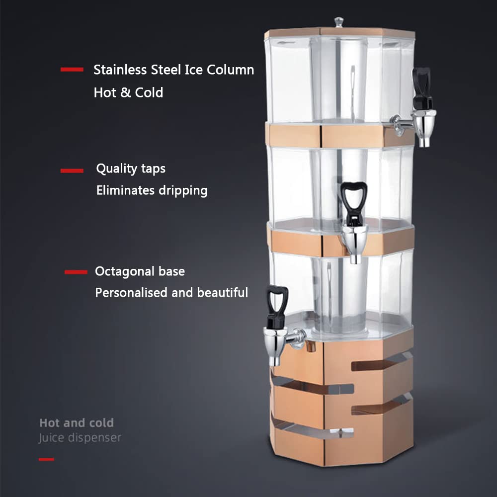 Dispensador Comercial de Bebidas frías y Calientes de Varias Capas superpuestas, Cubo de Bebidas frías para Desayuno Tipo bufé de 4 l, 8 l y 12 l para jugos, Bebidas, Leche, café y Vino Tint