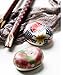 CHOOLD Japanese Style Hand Painted Floral Ceramic Chopsticks Rest Rack Dinner Spoon Stand Knife Fork Holder Chopsticks Stand(Set of 6)