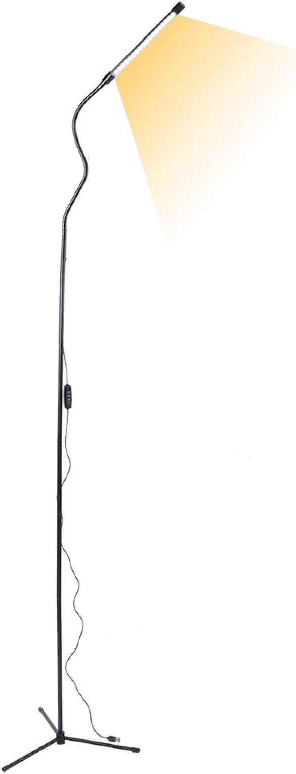 CHICIRIS Led Staande vloerlamp dimbaar 10W Led leeslamp met Timing-functie, 3 kleurtemperaturen, 10 helderheidsniveaus, oogbescherming vloerlamp, hoogte verstelbaar, zwart