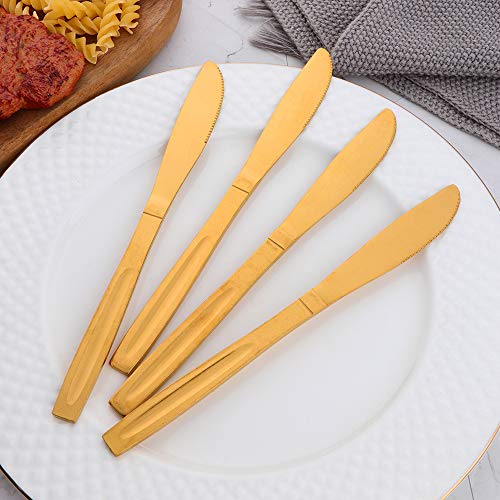 Meisha 12-Piece Economy Collection Dinner Knives Set, Extra-Fine Stainless Steel Knives for Use for Home, Kitchen or Restaurant, 8 Inches - Gold - Image 2