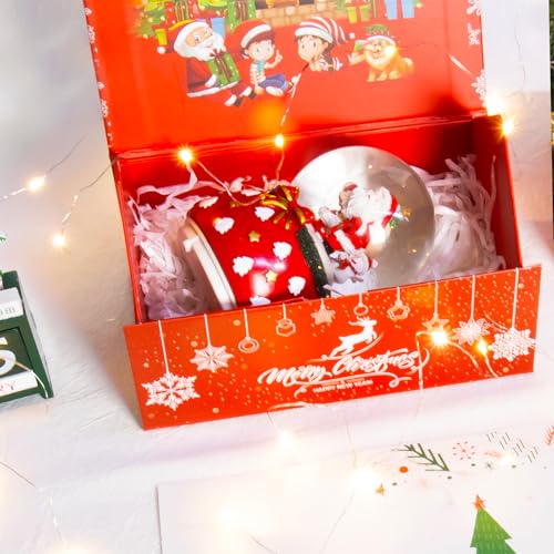 GINLEBO House Shaped Gift Box 7.8x4.7x4.5Inch Christmas Gift Box with Magnetic Closure Lid, Collapsible Red Gift Box for Kids Xmas Gifts Wrapping