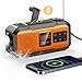 Produktbild Uzoli Kurbelradio Notfallradio Solarradio tragbar Dynamo Radio mit 3000mAh Akku AM FM Bluetooth Taschenlampe SOS-Alarm USB Powerbank Handyladefunktion IPX5 wasserdicht für Wandern Camping Outdoor