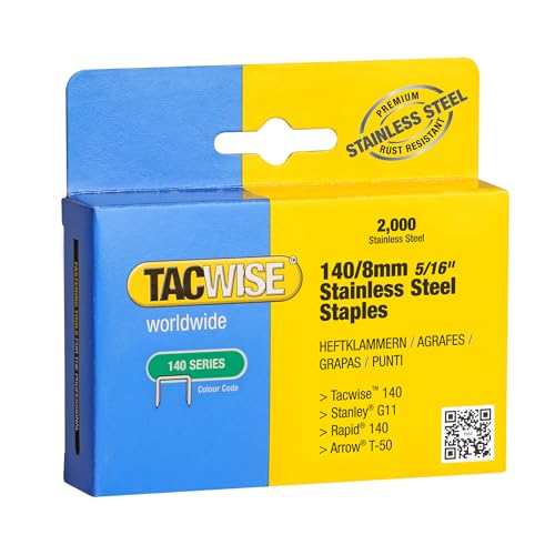 Tacwise 1216 Grapas de Acero Inoxidable Profesionales Tipo 140/8mm, 2000 Grapas