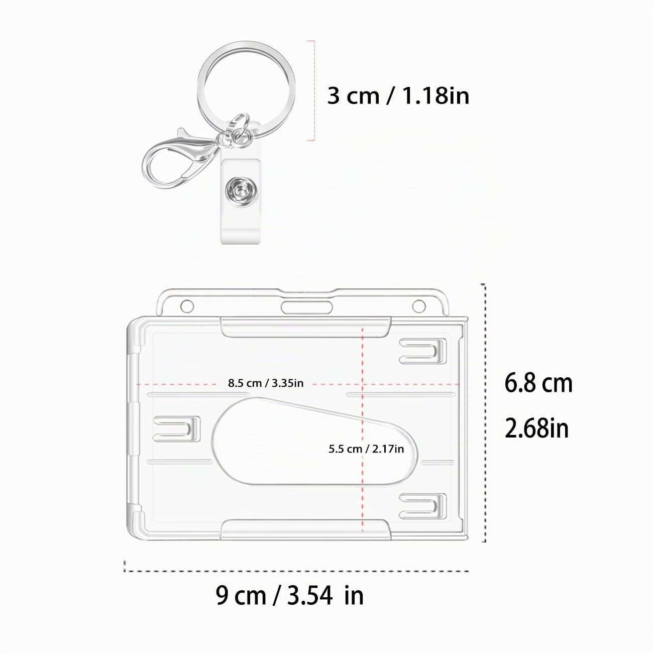 Portatarjetas de Identificación - Juego de 2, Funda de Plástico Resistente, Ideal para Tarjetas de Proximidad, Tarjetas de Crédito y Documentos de Identificación (Horizontal 2 Pcs)