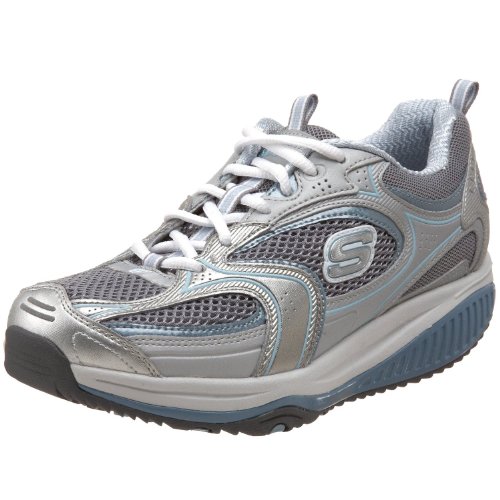 Skechers Shape-ups XF Accelerators, Chaussures de Gymnastique Femme, Argent, 39.5 EU