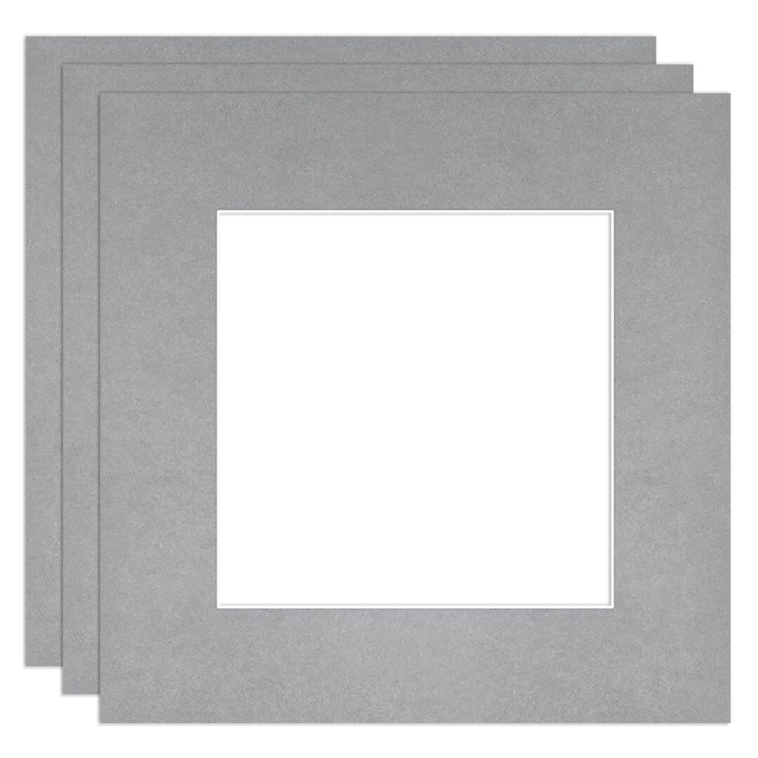 Procut Global 8x8" Silver Picture Mounts to Fit 5x5" Aperture - Precision Cut Cardboard Photo Mount - Ideal for Frames, Prints, Artwork & Certificates - Sizes & Colours Available - 3 Pack โ image 1