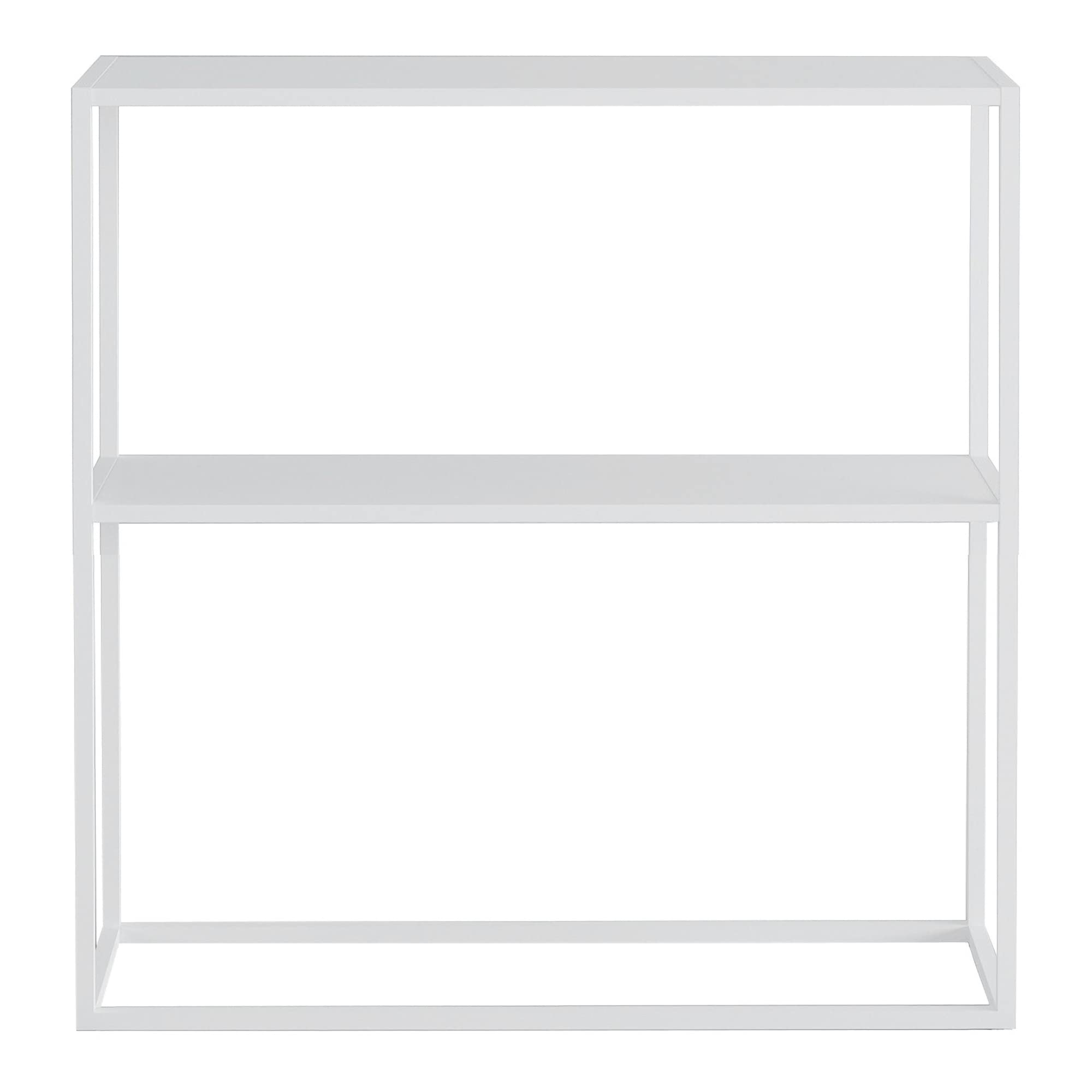 [en.casa] Tavolo a Consolle con 2 Piani Mobile Stretto da Ingresso Consolle in Acciaio Scaffale da Terra Espositore 80 x 80 x 26 cm - Bianco opaco