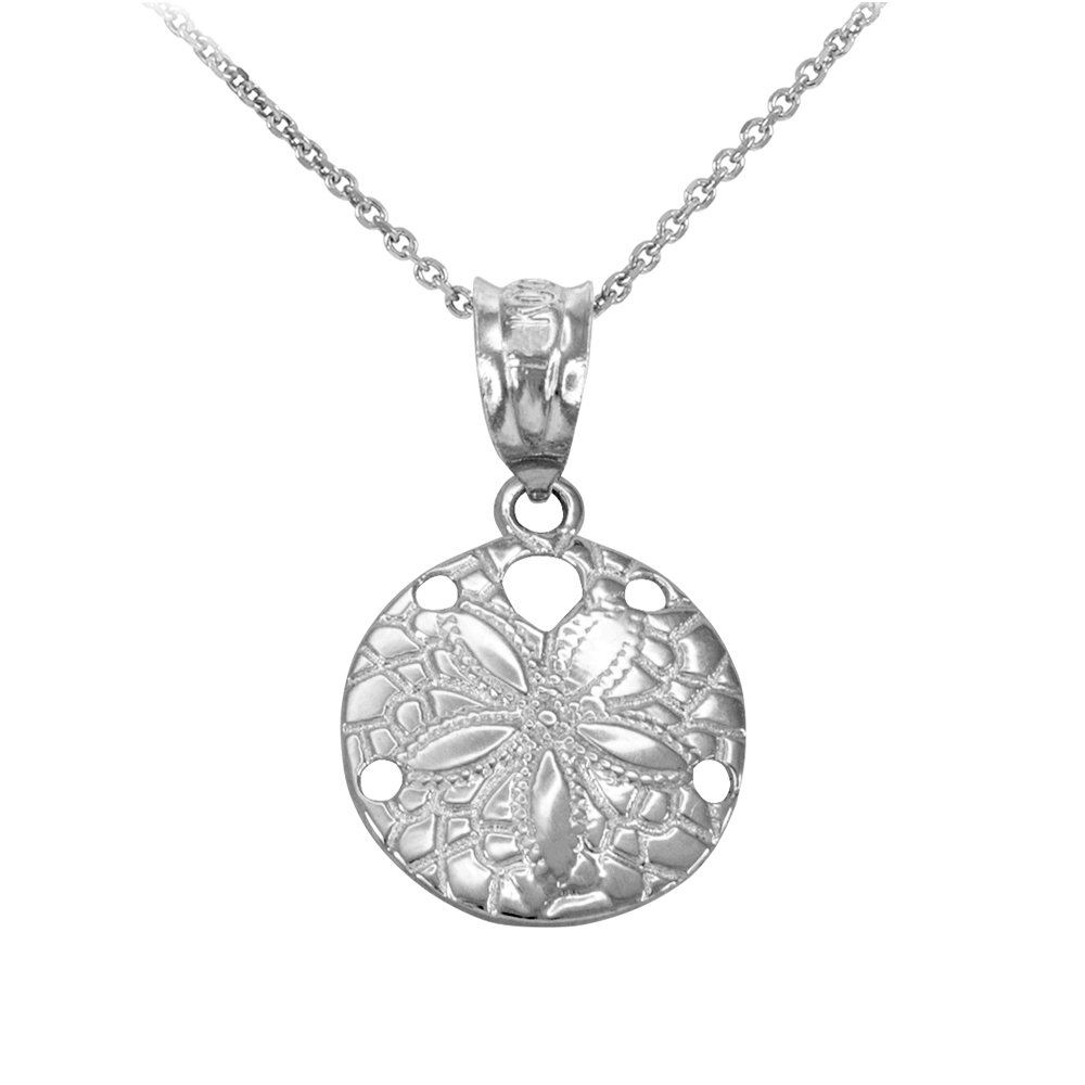 Dainty Sterling Silver Sea Star Charm Sand Dollar Round Pendant Necklace