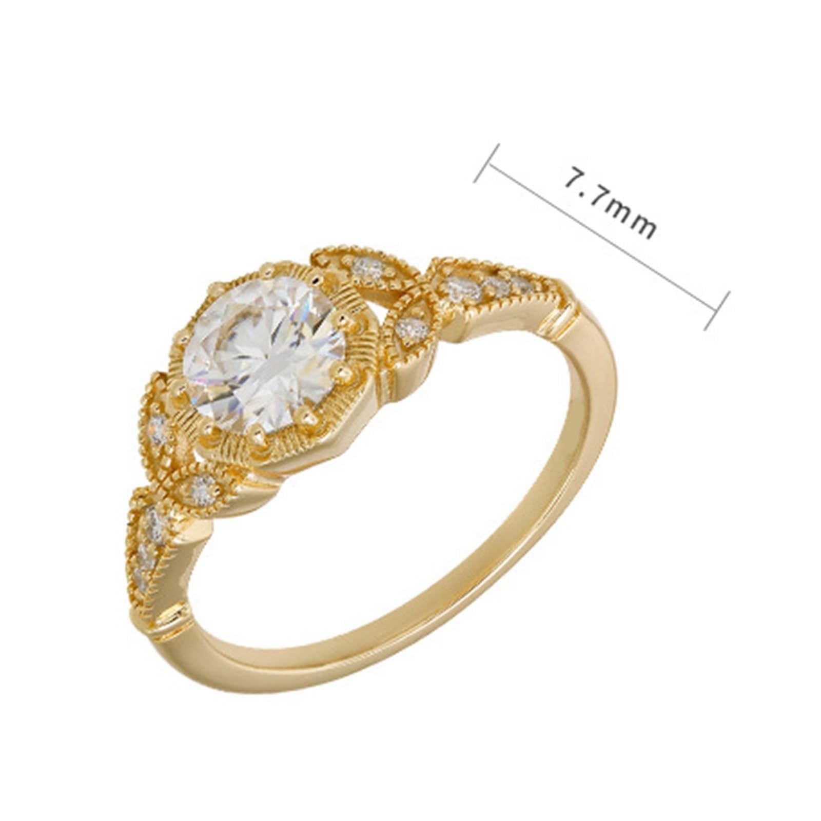 Alianzas de boda auténticas Au 375/585/750 oro amarillo con moissanita, forma de hoja vintage