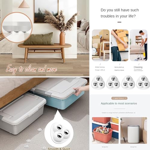 YVIFEVG Kugelrollen Möbelrollen Lenkrollen Klein Kleine Mini Rollen Flach Schwerlast Selbstklebend 360 Drehung für Möbel Haushaltsgeräte Küchengeräte, 8 Stück