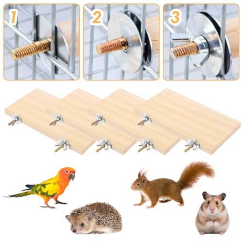 Persiiious 4 Pièces Plateforme pour Oiseaux, 19×10 cm Plateformes d'escalade en Bois, Plateformes Bois Naturel pour Oiseaux, Perchoirs Rectangulaires, Perchoir Récréatif, pour Cockatiels, Hamsters – vue 5