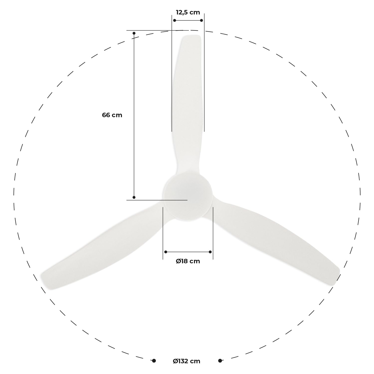 CREATE / WINDCALM M/Deckenventilator ABS mit Beleuchtung Weiß mit Fernbedienung und Wandschalter / 40W, Leise, Ø132cm, 6 Geschwindigkeiten, Timer, DC-Motor, Sommer-Winterbetrieb
