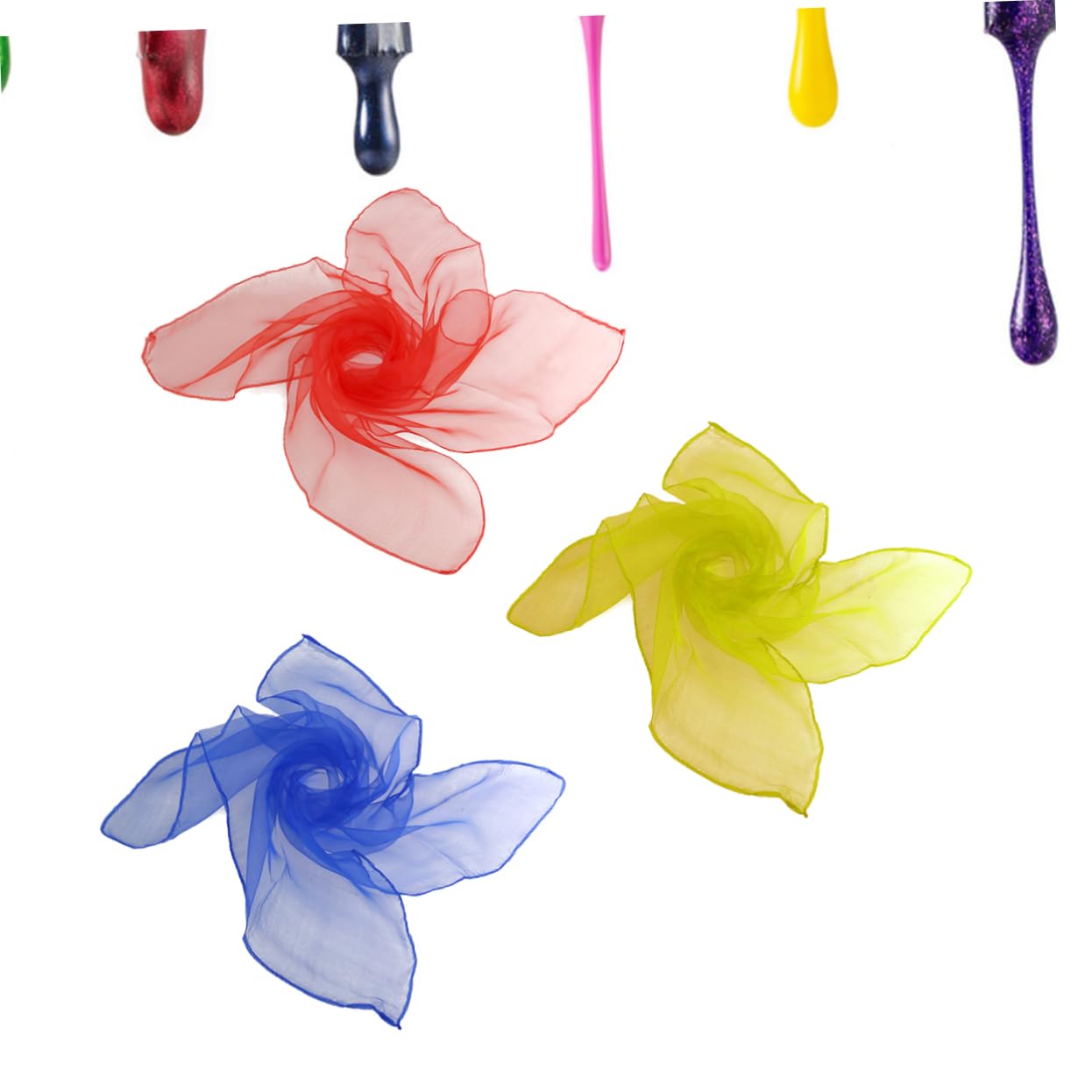 TENDYCOCO 36pcs Silk Scarf Hemming Juggling Scarves Warm Tip Scarves Square Juggling Dance Scarves Decorate Square Scarf