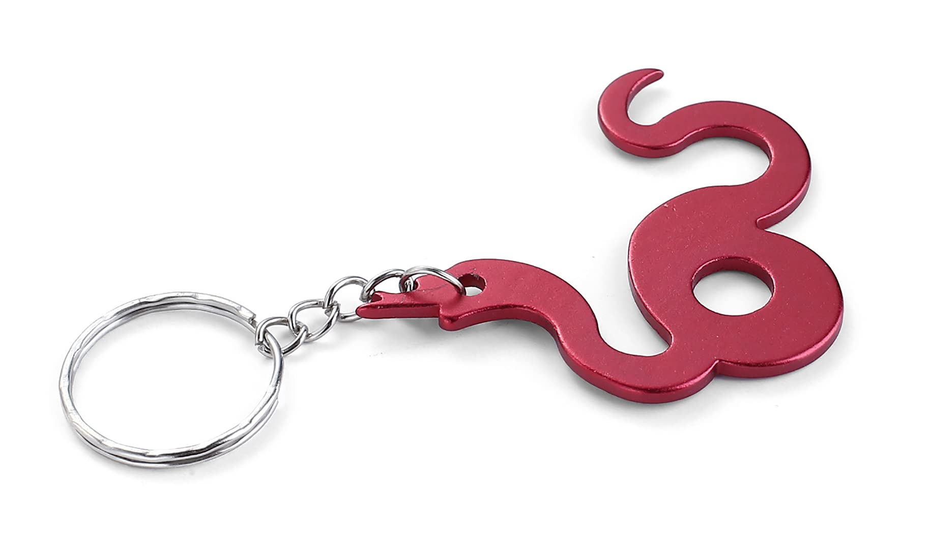 Komonee Snake Red Metal Key Chain Adder Key Ring Serpent Keychain Reptile Keyring