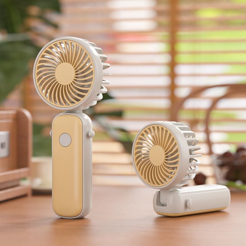 Image of WolkomHome Portable Handheld Fan - High Speed USB Rechargeable Personal Fan with 3-4 Hours Battery Backup, Type-C Charging Port, & Silent Operation for Home, Office, Travel, Color as per availability