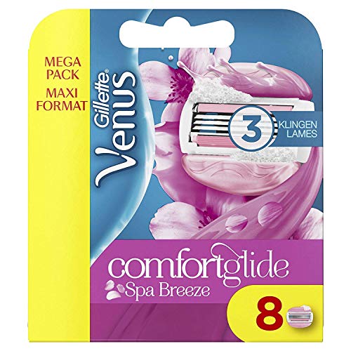 Gillette Venus ComfortGlide Spa Breeze Cuchillas de Afeitar Mujer, Paquete de 8 Cuchillas de Recambio