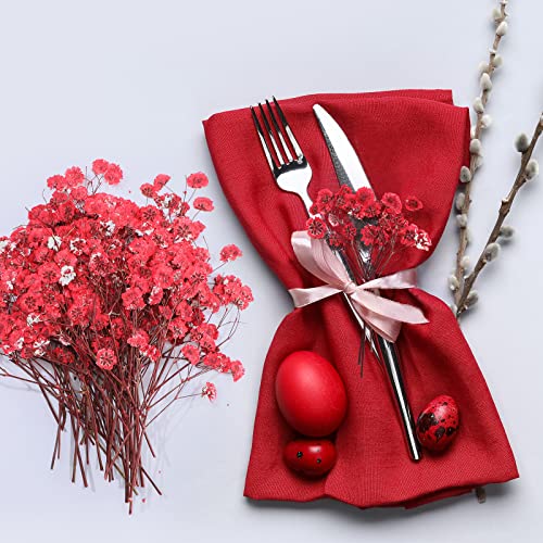 Flores secas rojas mini gypsophila 100 piezas para decoración miniatura 5