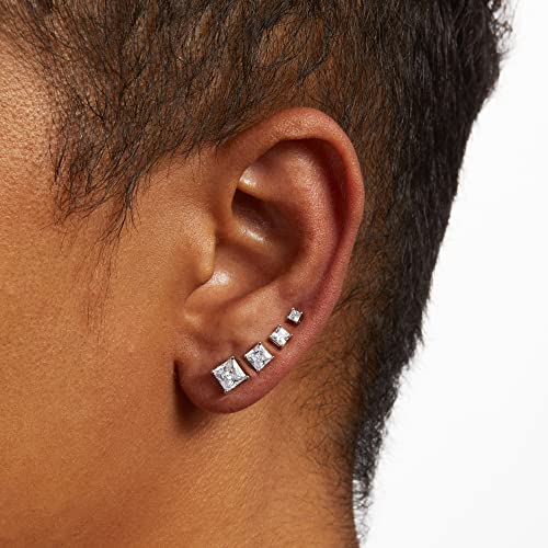 Amazon Essentials 14K Gold Plated Sterling Silver Round or Princess Cut Cubic Zirconia Stud Earring Set2