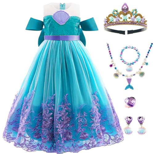 Cnexmin Disfraz de princesa para niña, vestido de princesa, disfraz de princesa, disfraz de niña y accesorios, disfraz de fiesta, Halloween, Navidad, fiesta, carnaval, cosplay, vestido de fiesta para