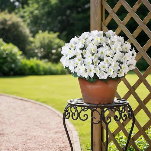 Image of 2Pcs Artificial Azalea Flower Topiary Ball Trees for Front Door(White)