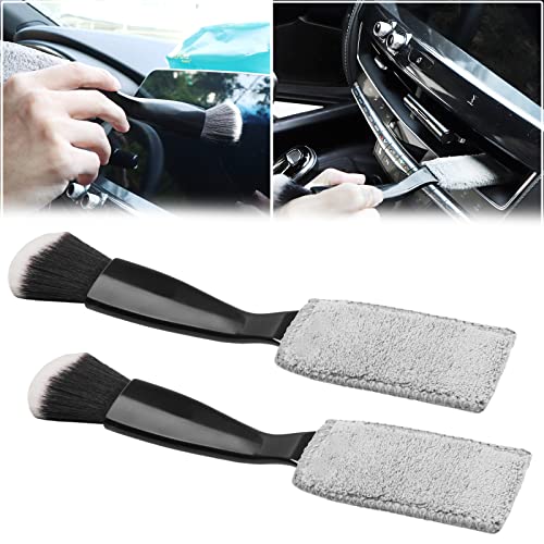 Jerbor 2Pack Double Head Brush for Cleaning, 2 in 1 Car Duster for Detailing Interior, Air Vents, Dashboard, Screen Clean Brush