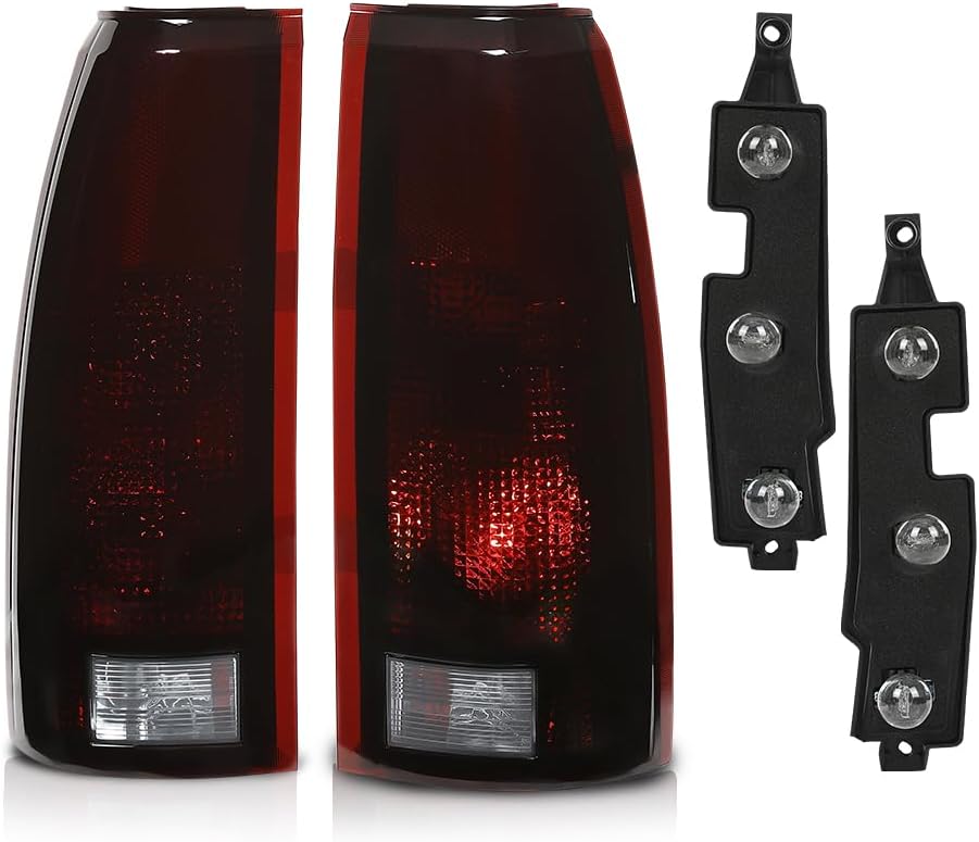PIT66 Tail Lights Assembly w/Connector Circuit Compatible with 1988-1999 Chevy GMC Silverado Sierra C/K 1500 2500 3500 Red Lens Rear Light Lamps Driver & Passenger Side