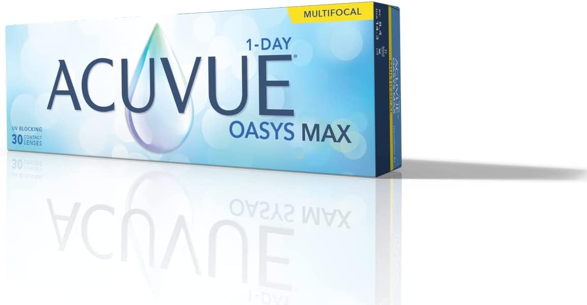 Acuvue Oasys Max 1-Day MULTIFOCAL Lentes diarias con Tecnología TearStable, filtro de luz OptiBlue y diseño Pupil Optimized, -4.50 dpt, diámetro 14.3 mm, 30 unidades, +1.50 adición, curva base 8.4 mm