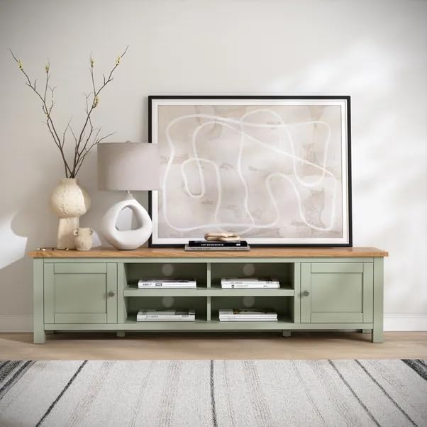 HOBINGENCRAFT Sage Green Wooden TV Cabinet - Luxury Wood MDF Entertainment Center | H 46cm x W 180cm x D 36cm-image-37